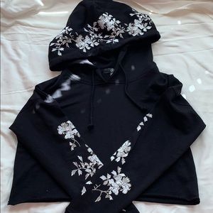 Misguided cropped embroidered hoodie